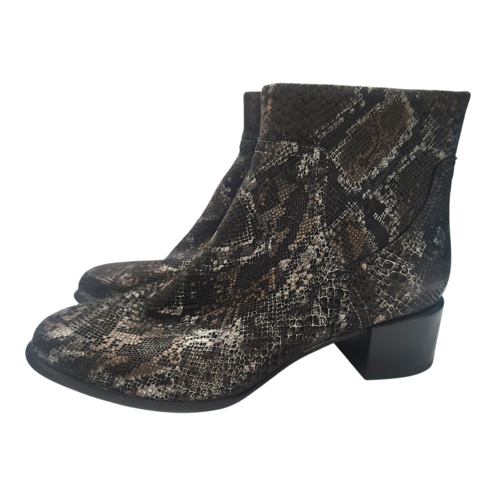 Vionic Kamryn Snake Print Ankle Boots Women's Size 6M Block Heel Zipper
